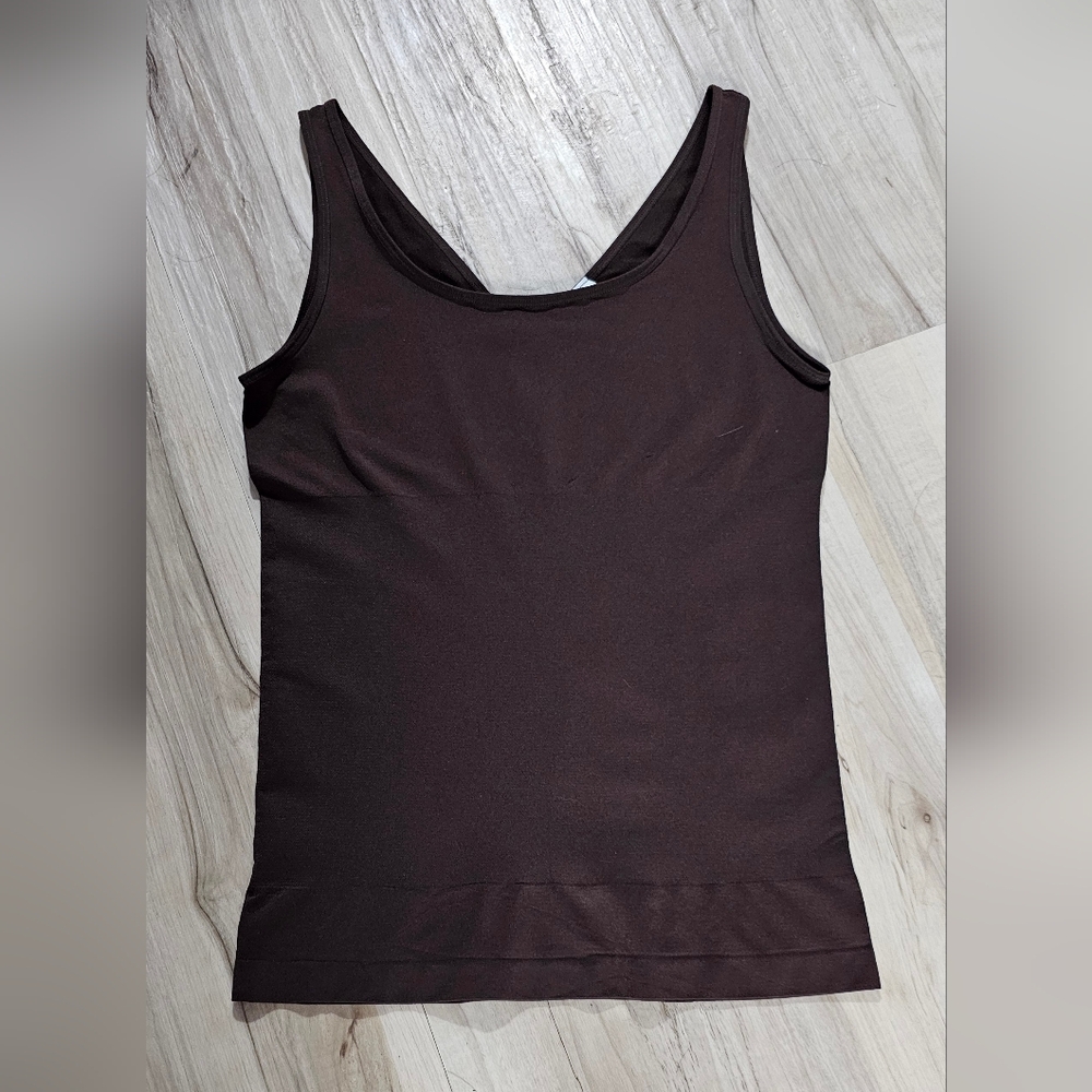 Yummie 1X/2X Brown Shaping Tank Top Tummy Control Smoothing Stretch Cami